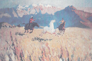 Ловля лошади.  М. С. Кенбаев. Госмузей искусств Казахстана.